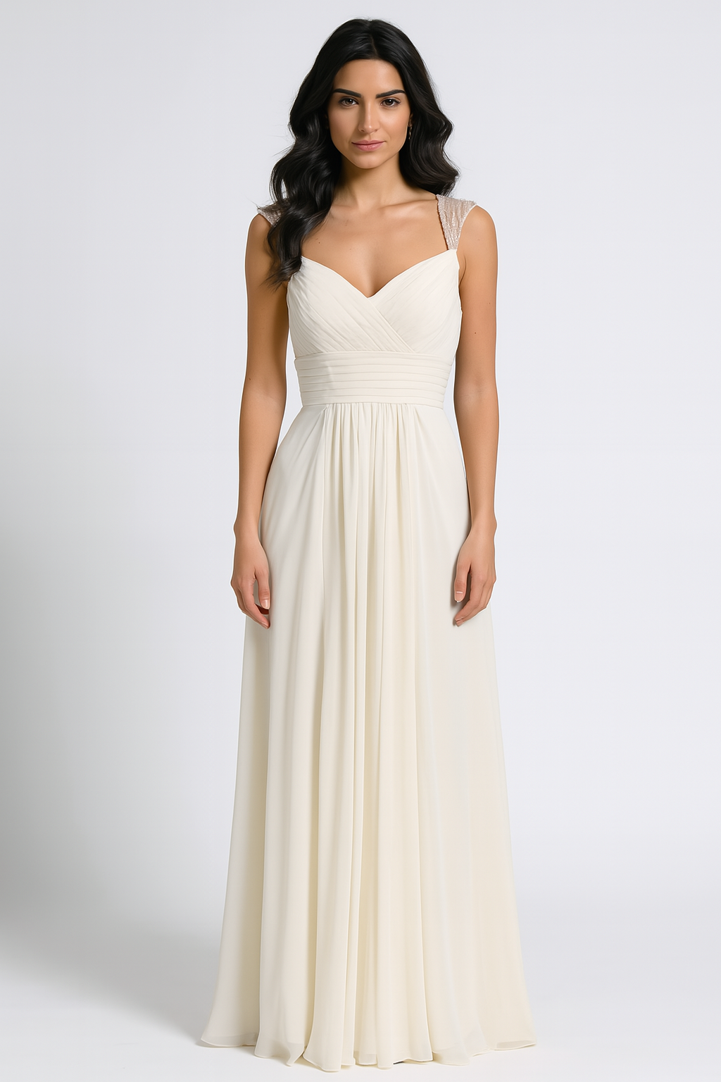 Vestidos de novia de gasa | Vestido de novia color marfil de MQ1275