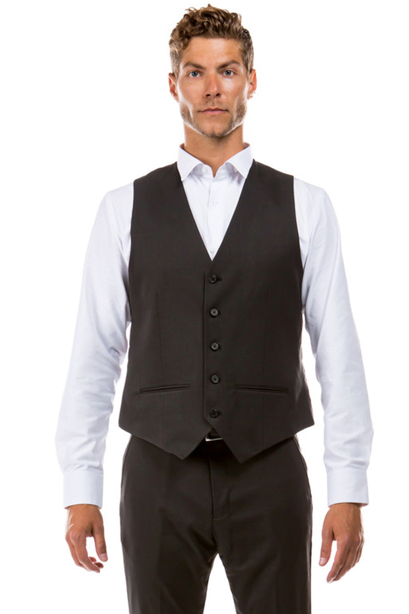 Men's Charcoal Wool Suit Vest by Zegarie Suits