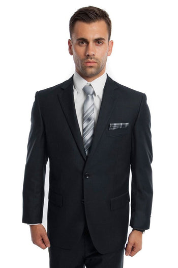Traje de negocios básico de dos botones y corte moderno para hombre en azul marino oscuro