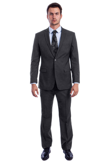 Traje de verano de lino con dos botones y corte moderno para hombre en gris oscuro