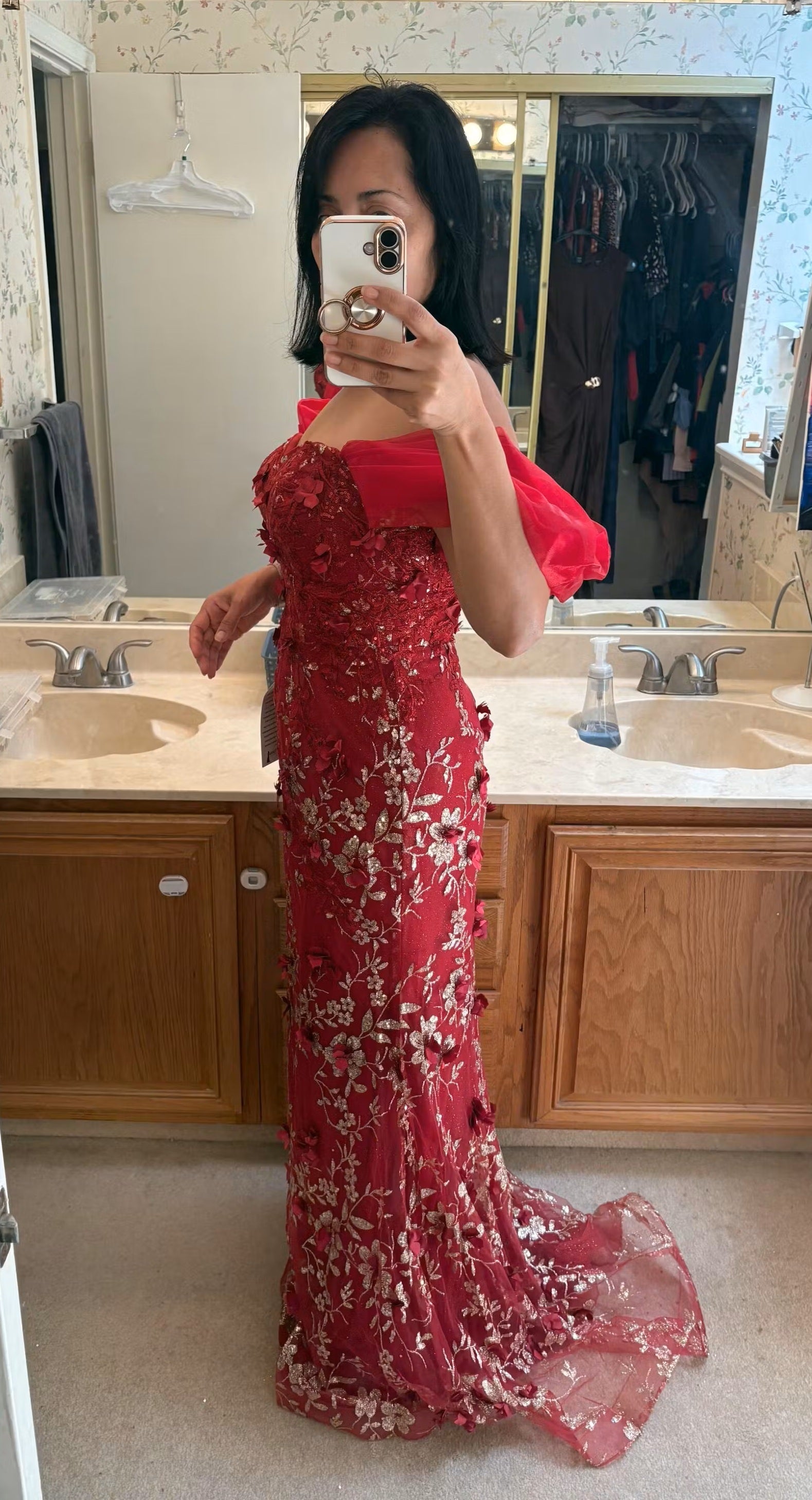 Vestidos de quinceañera color burdeos para mamá, vestidos para madre de los quinceañeros RQ8037