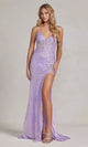 Elegante vestido largo de lentejuelas y encaje con espalda de corsé con cordones