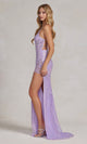Elegante vestido largo de lentejuelas y encaje con espalda de corsé con cordones