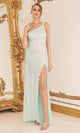 Mint Green Long Lace Formal Dress D1158 – One Shoulder