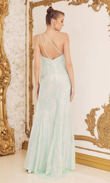 Mint Green Long Lace Formal Dress D1158 – One Shoulder