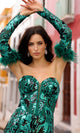 Nox Anabel D1269 Sequin-Print Strapless Prom Dress with Gloves