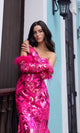 Nox Anabel D1269 Sequin-Print Strapless Prom Dress with Gloves