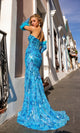Nox Anabel D1269 Sequin-Print Strapless Prom Dress with Gloves