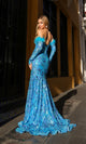 Nox Anabel D1269 Sequin-Print Strapless Prom Dress with Gloves