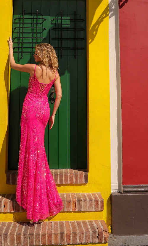 Nox Anabel D1465 Fringed Long Sequin Prom Dress