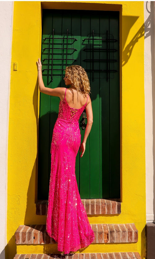 Nox Anabel D1465 Fringed Long Sequin Prom Dress