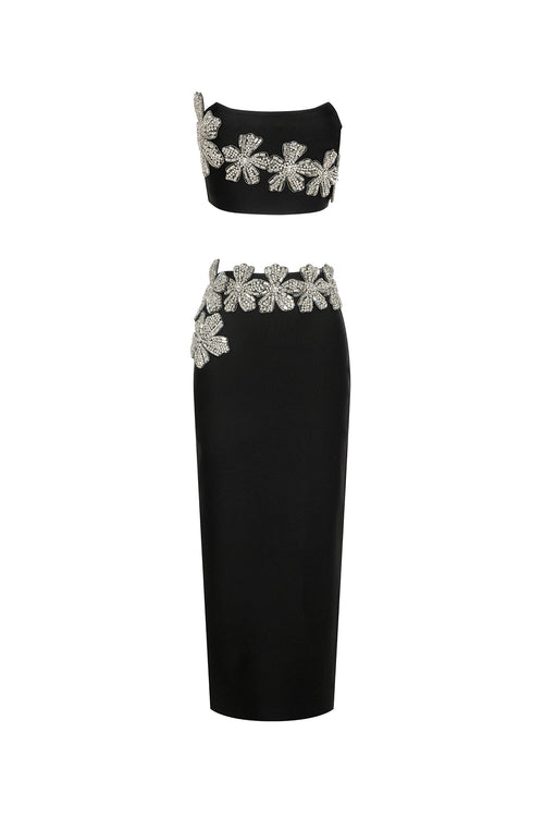 Bella Barnett Eleganza Flowers With Diamonds Bandage Formal Evening Two-piece Set