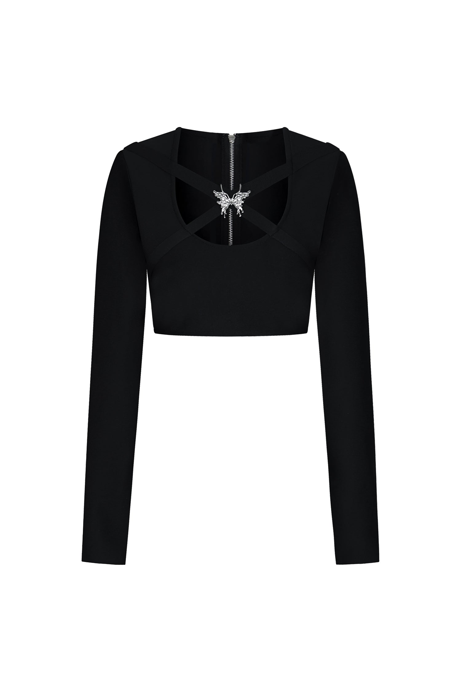 Bella Barnett Susan Long Sleeves Hollow Out Butterfly Bandage Formal Evening Two-piece Set