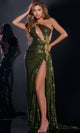 Elegante vestido de fiesta verde oscuro – Jovani D5001