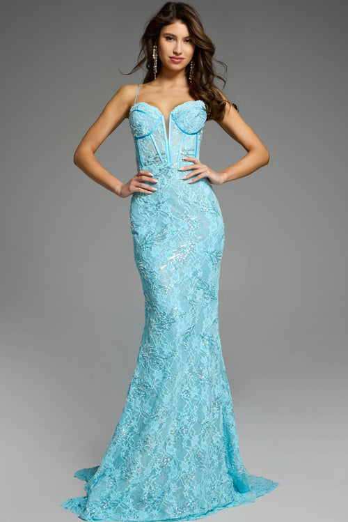 Vestido de fiesta largo de encaje: Jovani D5009