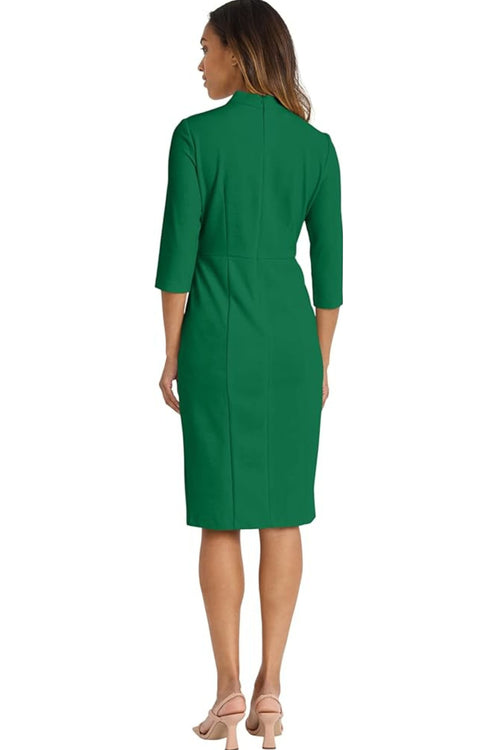 For Garden 3/4 Sleeve Twisted Neck Sheath Knee-Length Dress by Donna Morgan D6290M