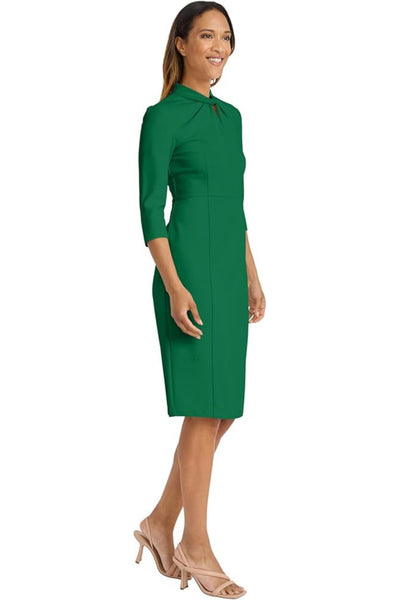 For Garden 3/4 Sleeve Twisted Neck Sheath Knee-Length Dress by Donna Morgan D6290M