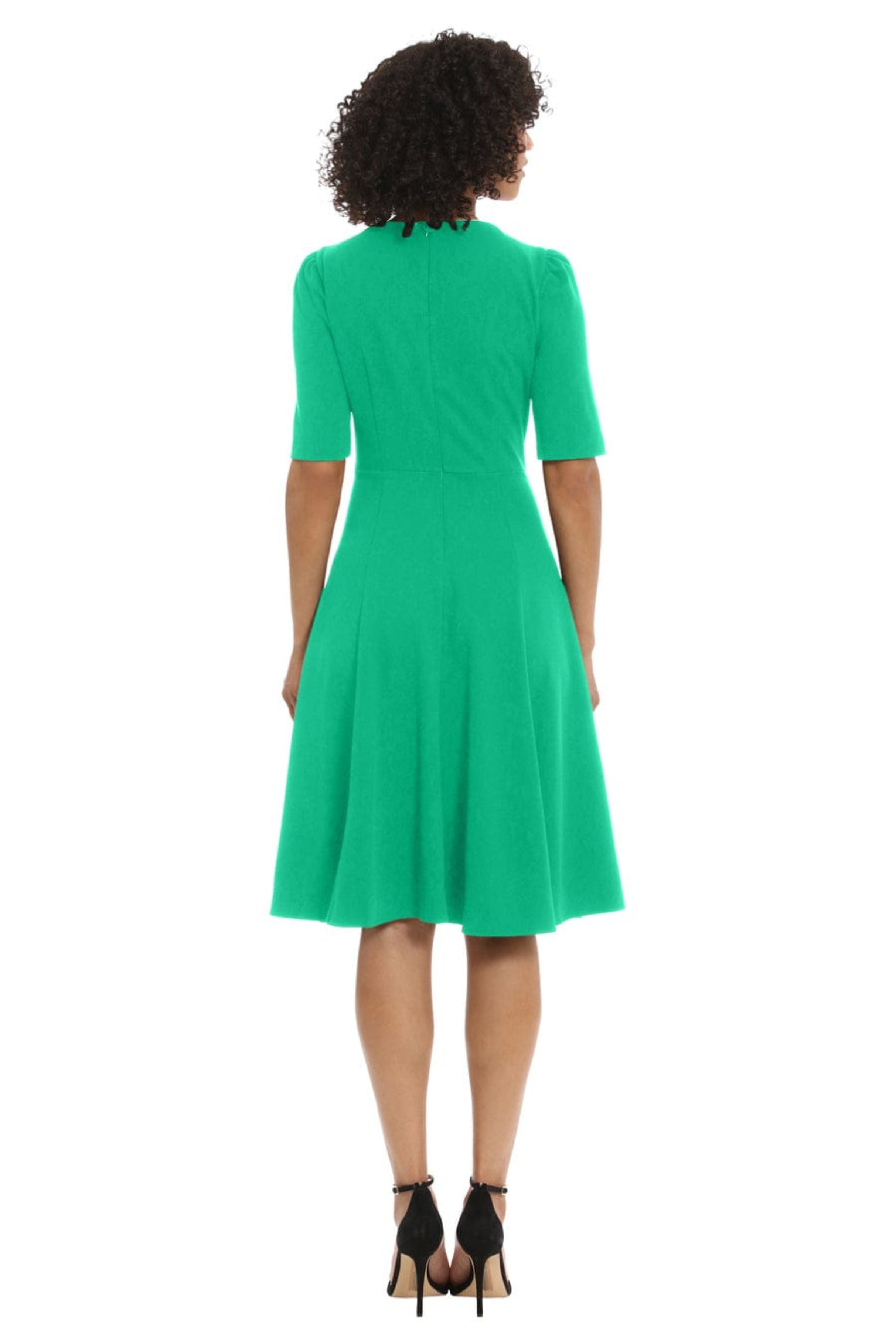 Bright Jade V-Neck Short Sleeve A-Line Dress by Donna Morgan D6962M