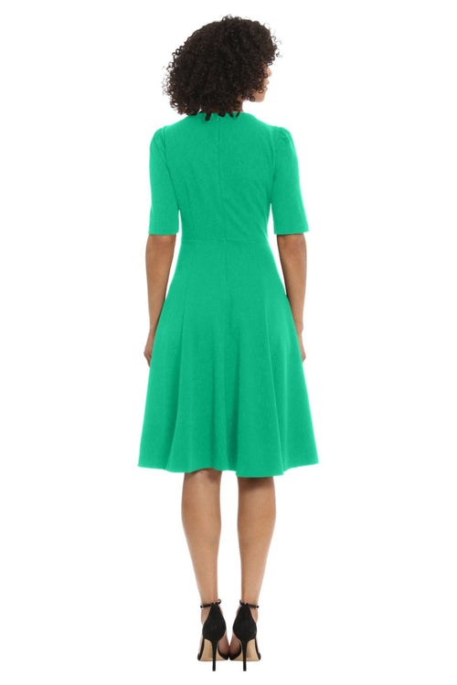 Bright Jade V-Neck Short Sleeve A-Line Dress by Donna Morgan D6962M