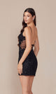 Vestido corto Hoco con estampado de lentejuelas y laterales transparentes D852