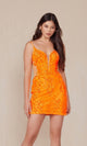 Vestido corto Hoco con estampado de lentejuelas y laterales transparentes D852