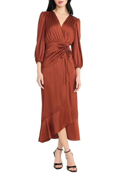 Black 3/4 Sleeve A-Line Midi Dress by Donna Morgan D9419M