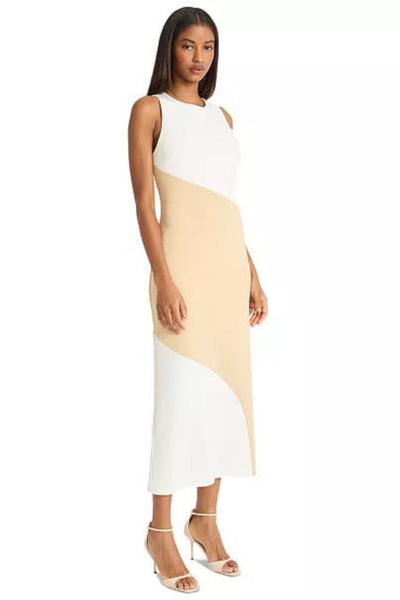 Ivory Cream Sleeve Color Block Maxi Dress by Donna Morgan D9635M