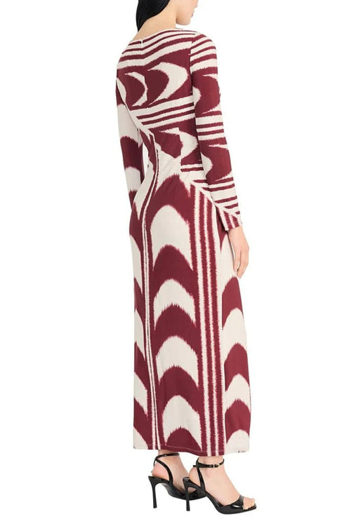 Cream Tan Black Mulit Print Long Sleeve Sheath Dress by Donna Morgan D9759M