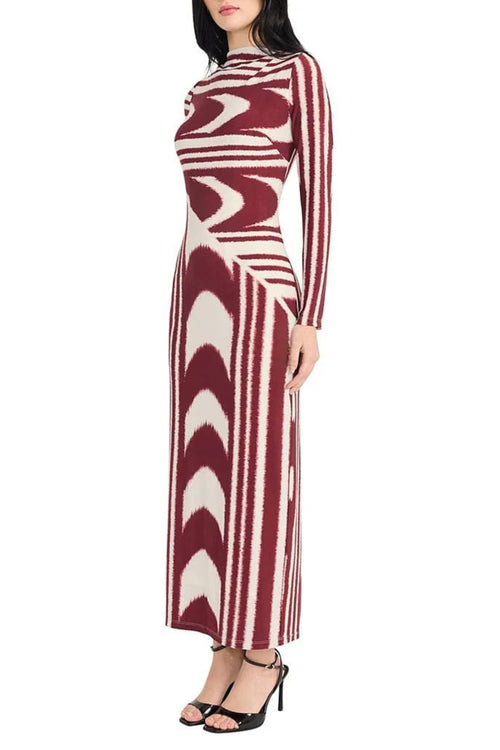 Cream Tan Black Mulit Print Long Sleeve Sheath Dress by Donna Morgan D9759M