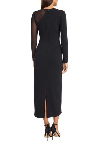 Donna Morgan D9779M Black Long Sleeve Sheath Party Maxi Dress