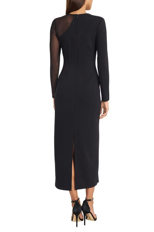 Black Long Sleeve Sheath Party Maxi Dress by Donna Morgan D9779M