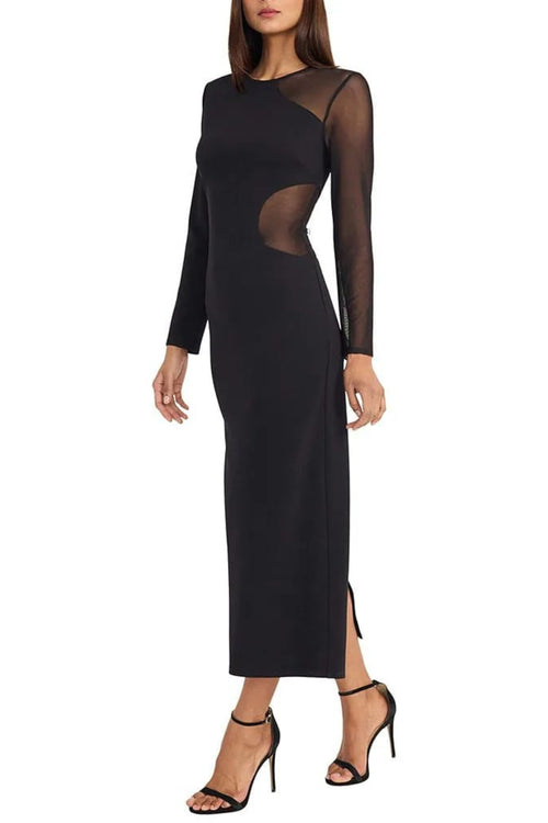 Black Long Sleeve Sheath Party Maxi Dress by Donna Morgan D9779M