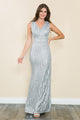 Vestido formal con escote en V, sin mangas, con lentejuelas, de Lenovia 5246