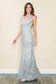 Vestido formal con escote en V, sin mangas, con lentejuelas, de Lenovia 5246