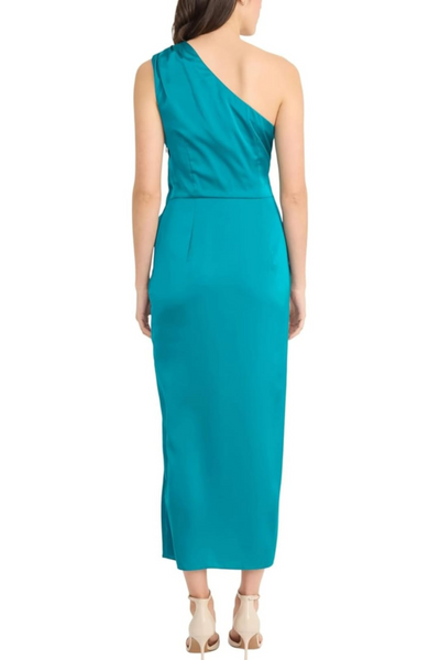 Blue Grass One Shoulder Tie-Waist Evening Long Dress by Donna Morgan D8199M