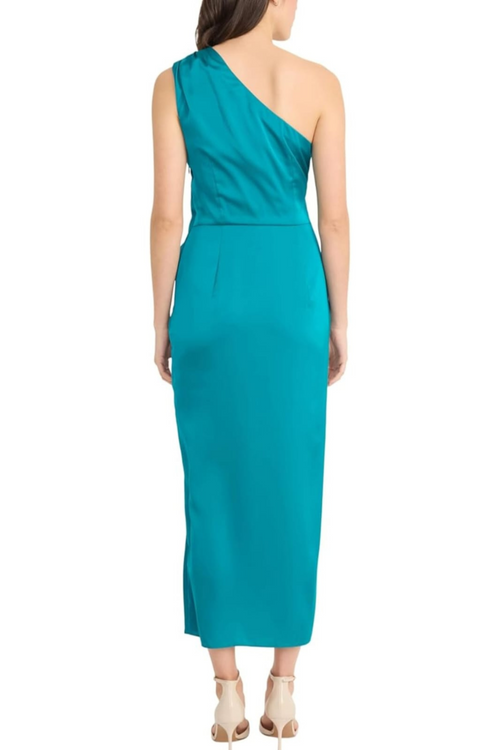 Blue Grass One Shoulder Tie-Waist Evening Long Dress by Donna Morgan D8199M