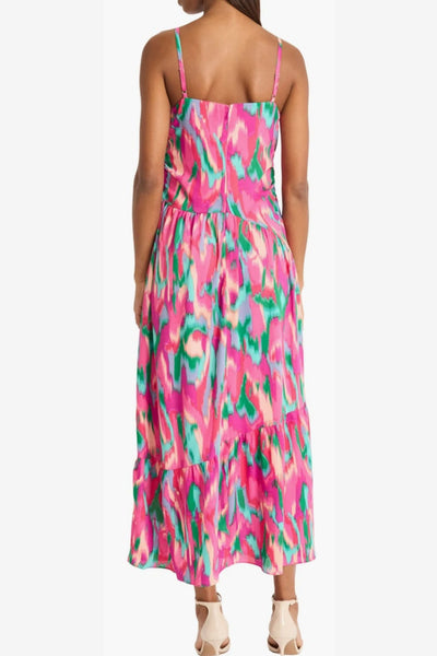 Peach Fuchsia Multi Color Spaghetti Strap Maxi Dress by Donna Morgan D9695M