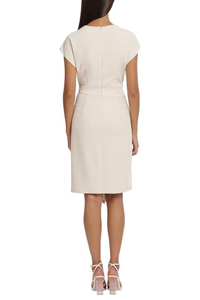 Horn Cap Sleeve Asymmetrical Sheath Knee-Length Dress by Donna Morgan D9216M
