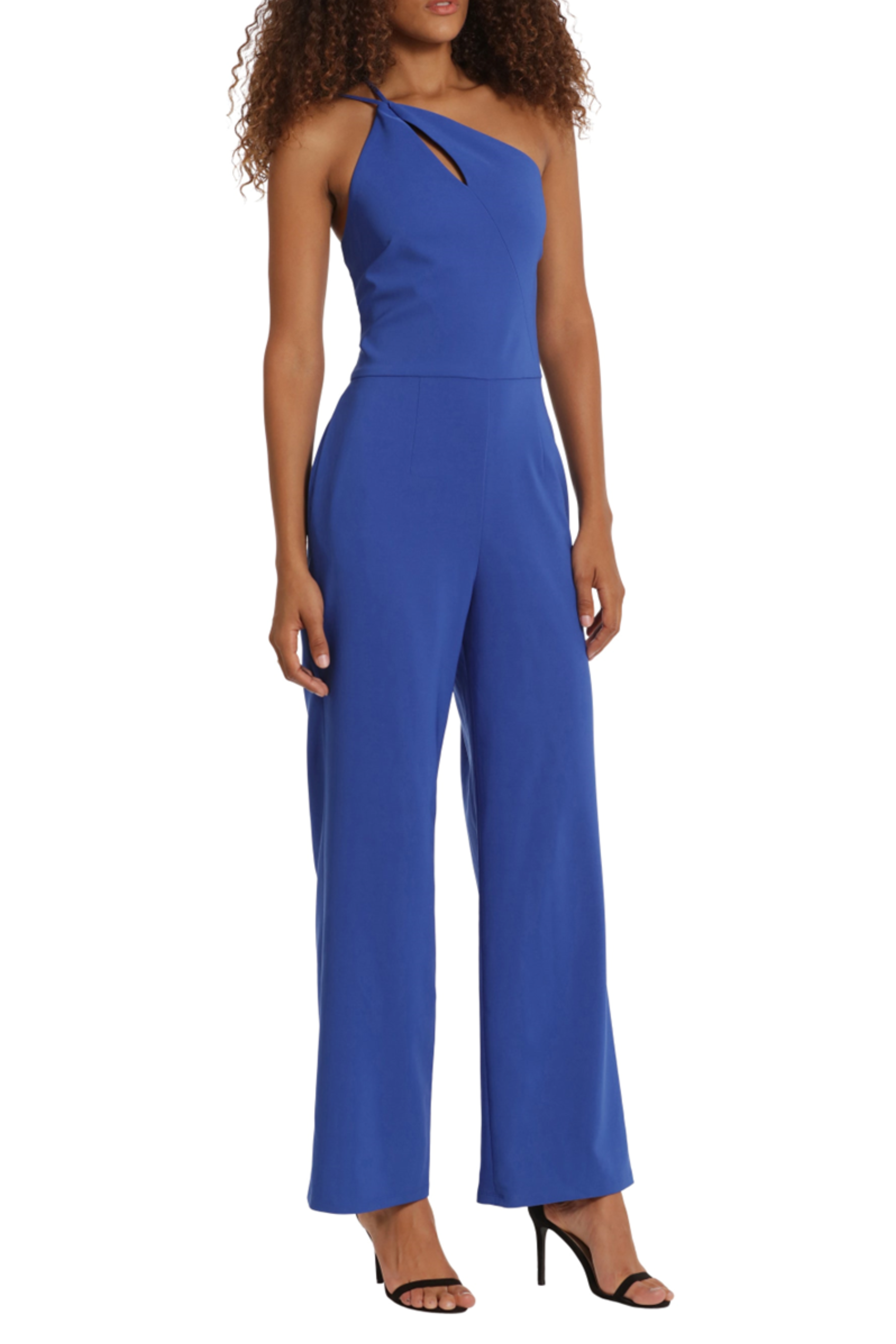 Black One Shoulder Straight Leg Jumpsuit by Donna Morgan D9288M