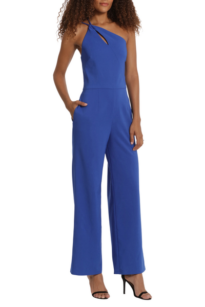 Black One Shoulder Straight Leg Jumpsuit by Donna Morgan D9288M