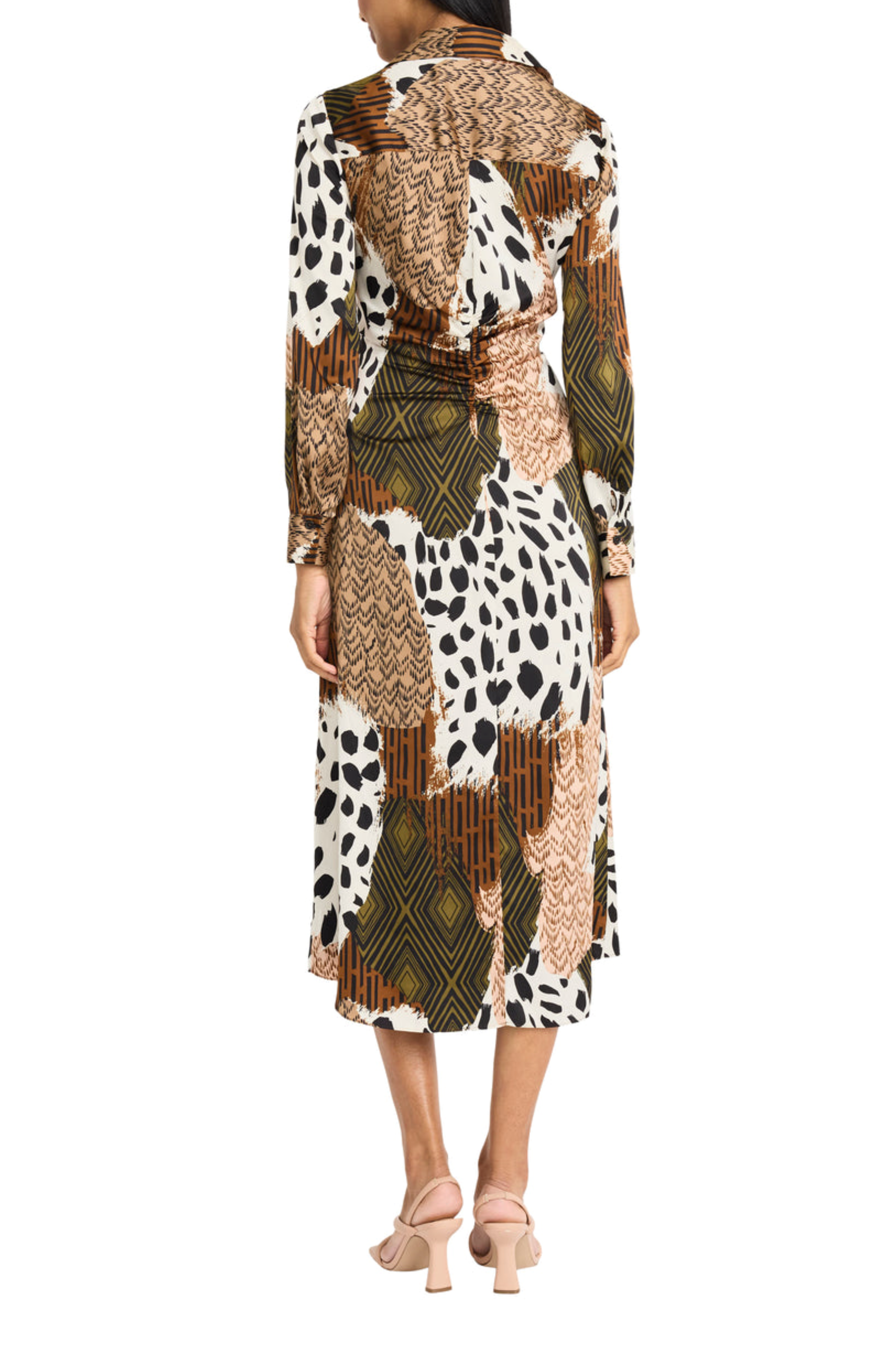 Multi Print Long Sleeve Shirt Midi A-Line Dress by Donna Morgan D9622M
