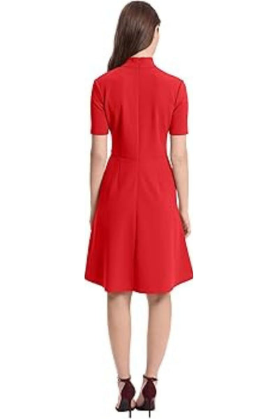 Red Twist Mock Neck A-Line Dress by Donna Morgan DT043M