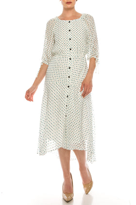 Maison Tara 95043M Polka Dot High-Low Dress