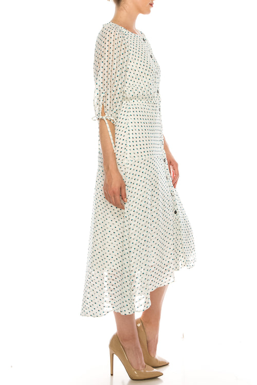 Maison Tara 95043M Polka Dot High-Low Dress