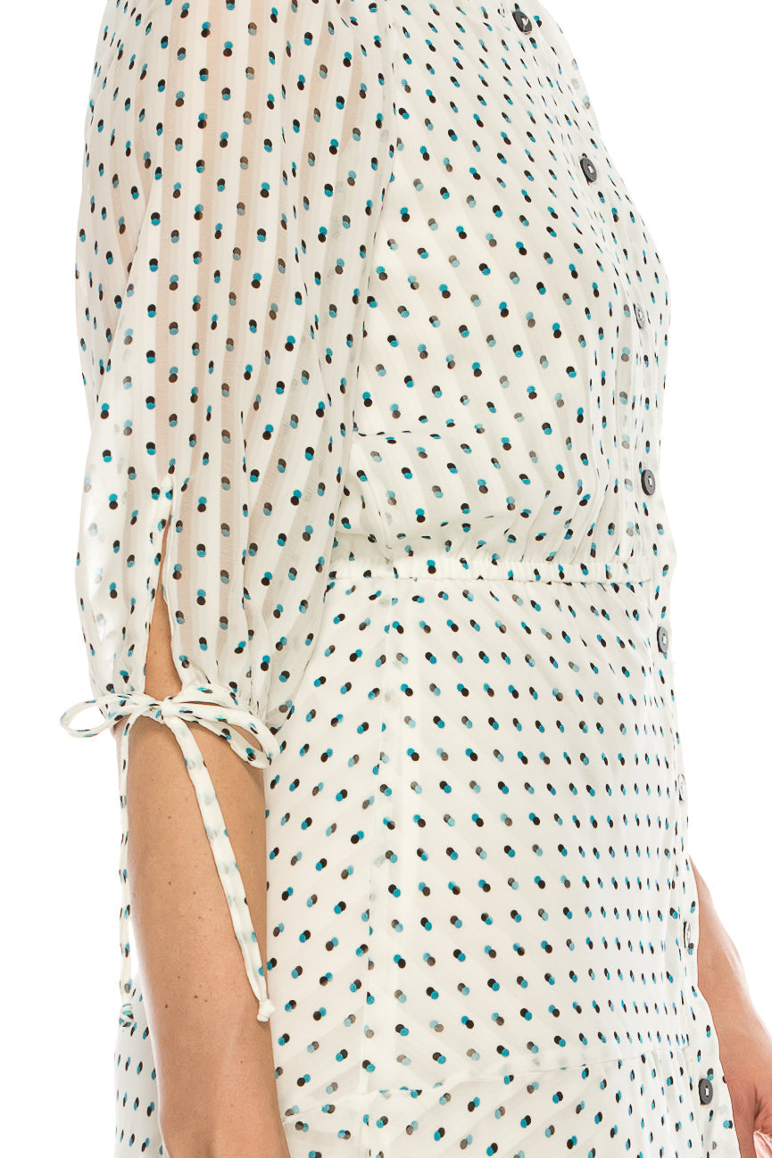 Maison Tara 95043M Polka Dot High-Low Dress
