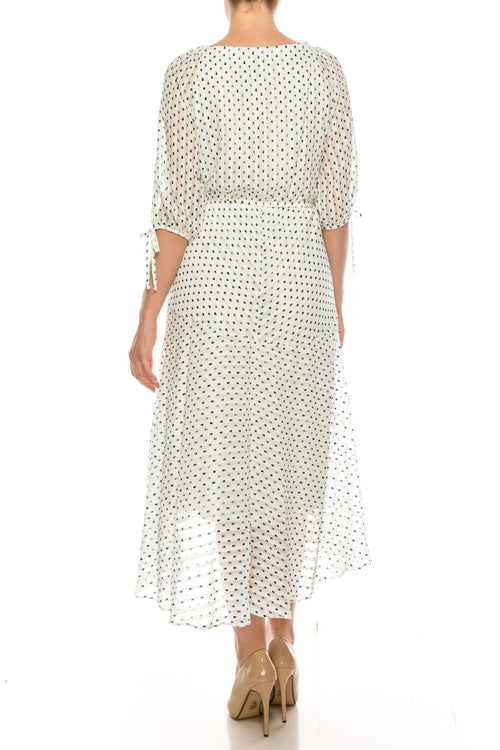 Maison Tara 95043M Polka Dot High-Low Dress