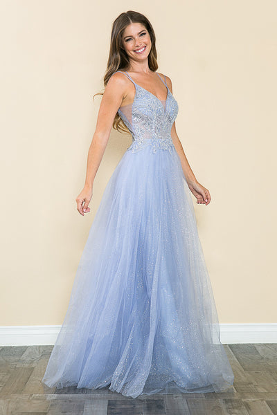 Dusty Blue Wedding Guest Dress Black Tie Formal Gown Plus Size by 8183