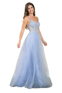 Evening Dress V-Neck Beaded Sequin A-Line Formal Gown By Lenovia 8183