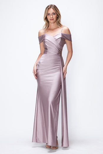 Formal Dress Off The Shoulder Pleated Ruched Prom Gown By Lenovia 5320