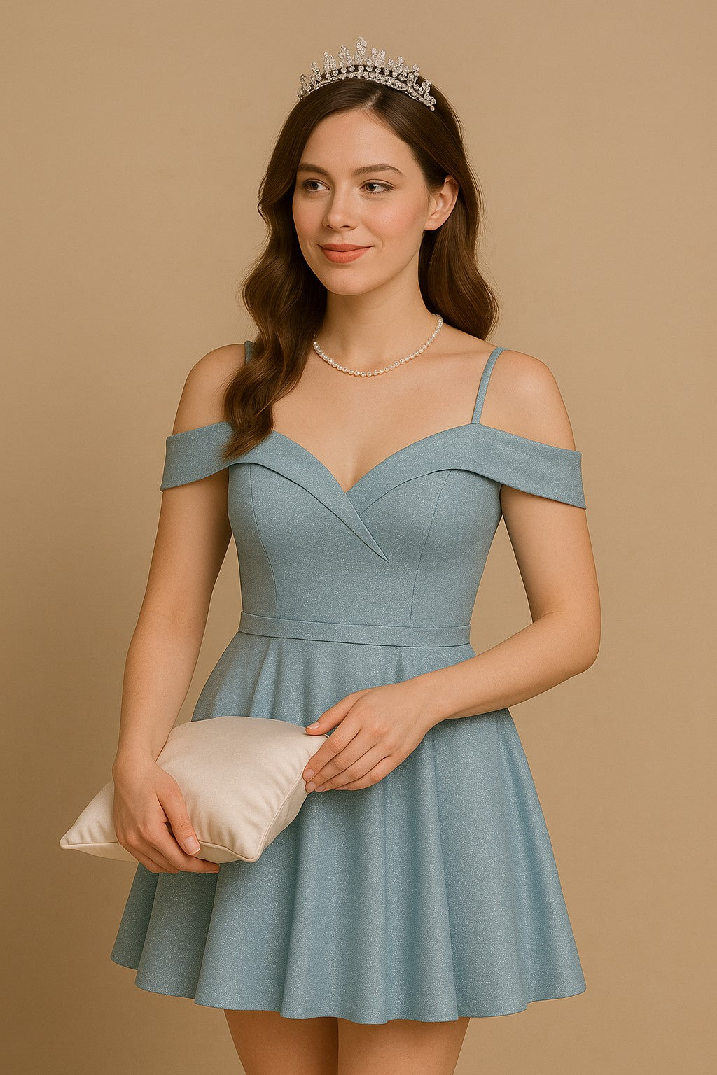 Vestidos de dama para quinceañera en azul pastel estilo 5228 traje de quinceañera